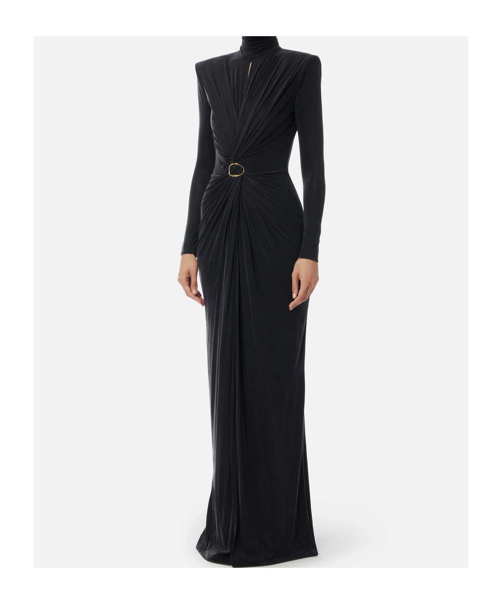 Elisabetta Franchi Red Carpet Dress With Drapes In Black