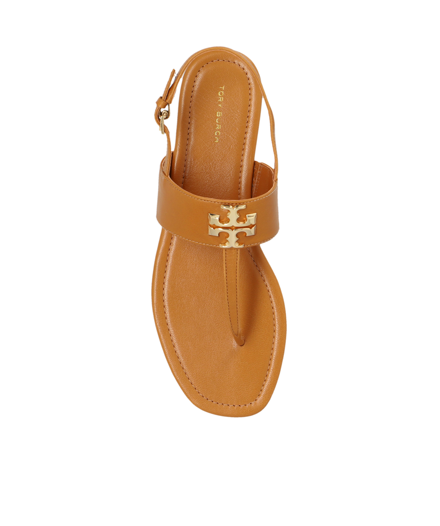 Tory Burch Eleanor Leather Medallion Flat Thong Sandals In Brown