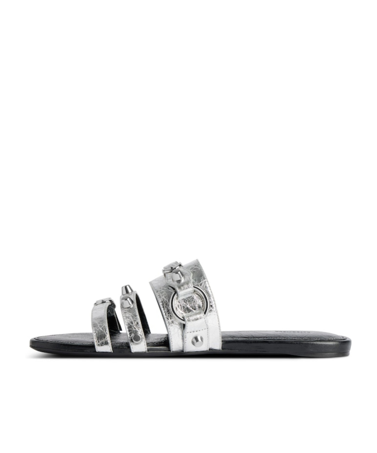 Balenciaga Buckle-detail Slides In Silver