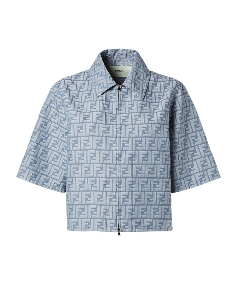 Fendi Blue Ff Chambray Jacket In Blue