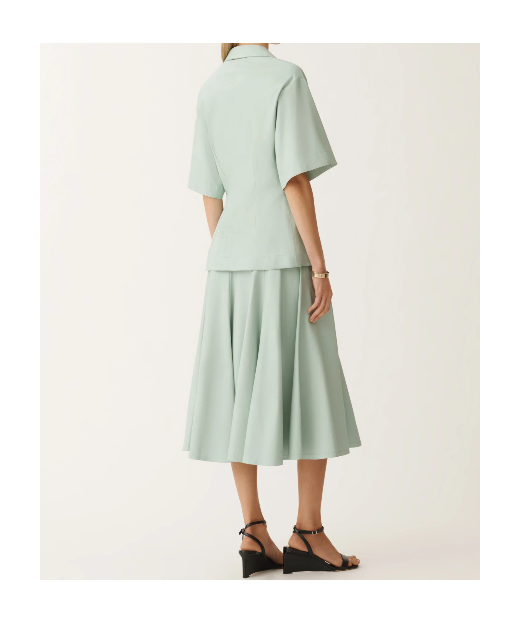 Fabiana Filippi Short-sleeved Leather Jacket In Green