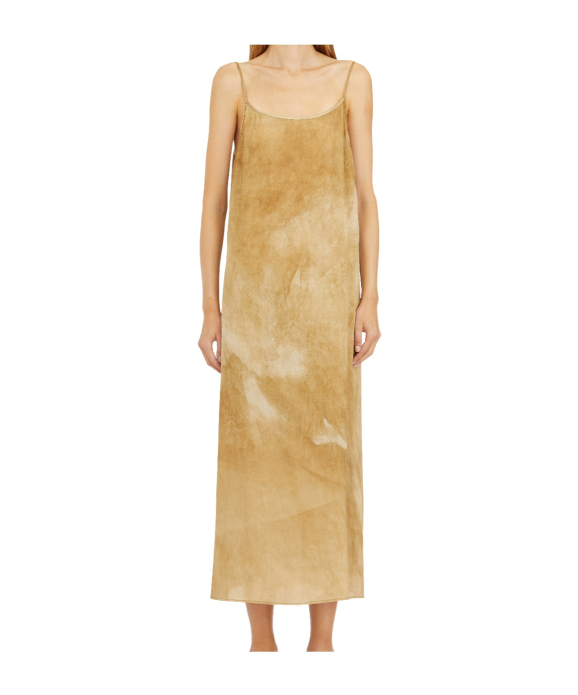 Shop Uma Wang Thin Shoulder Strap Dress In Nude