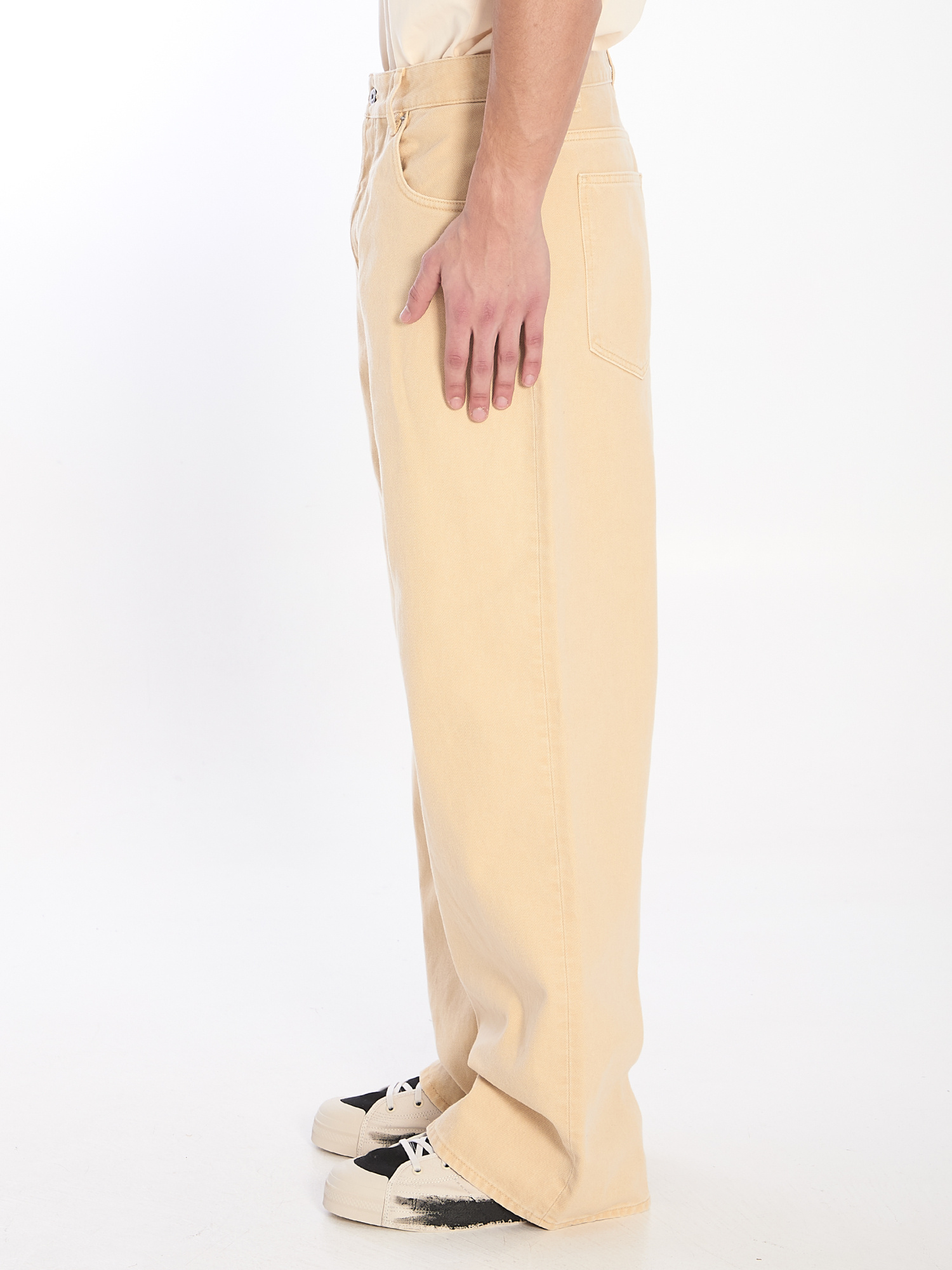 Jacquemus Denim Baggy Trousers Wide Legs In Yellow