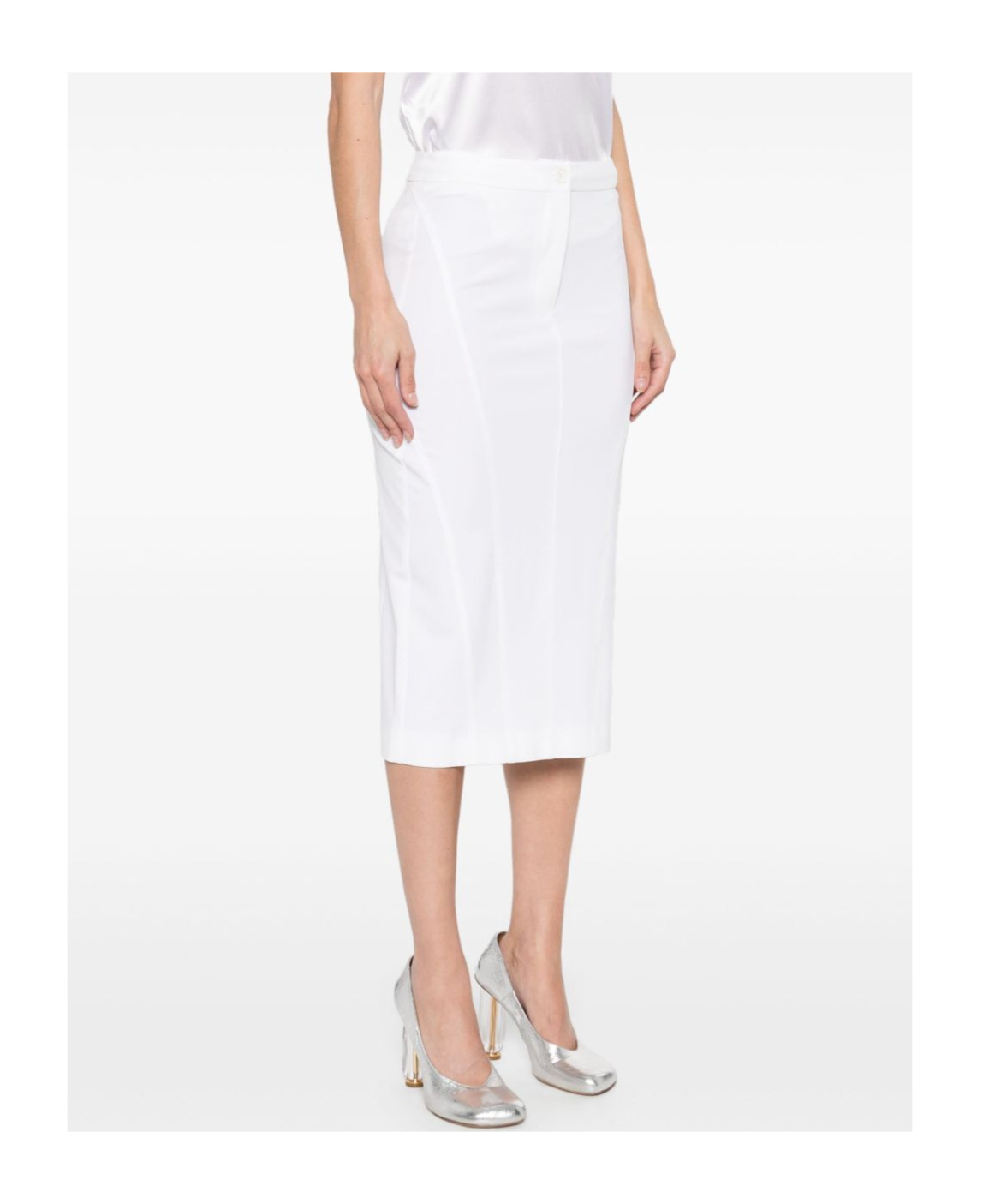 Shop Pinko Panelled Midi Skirt In White
