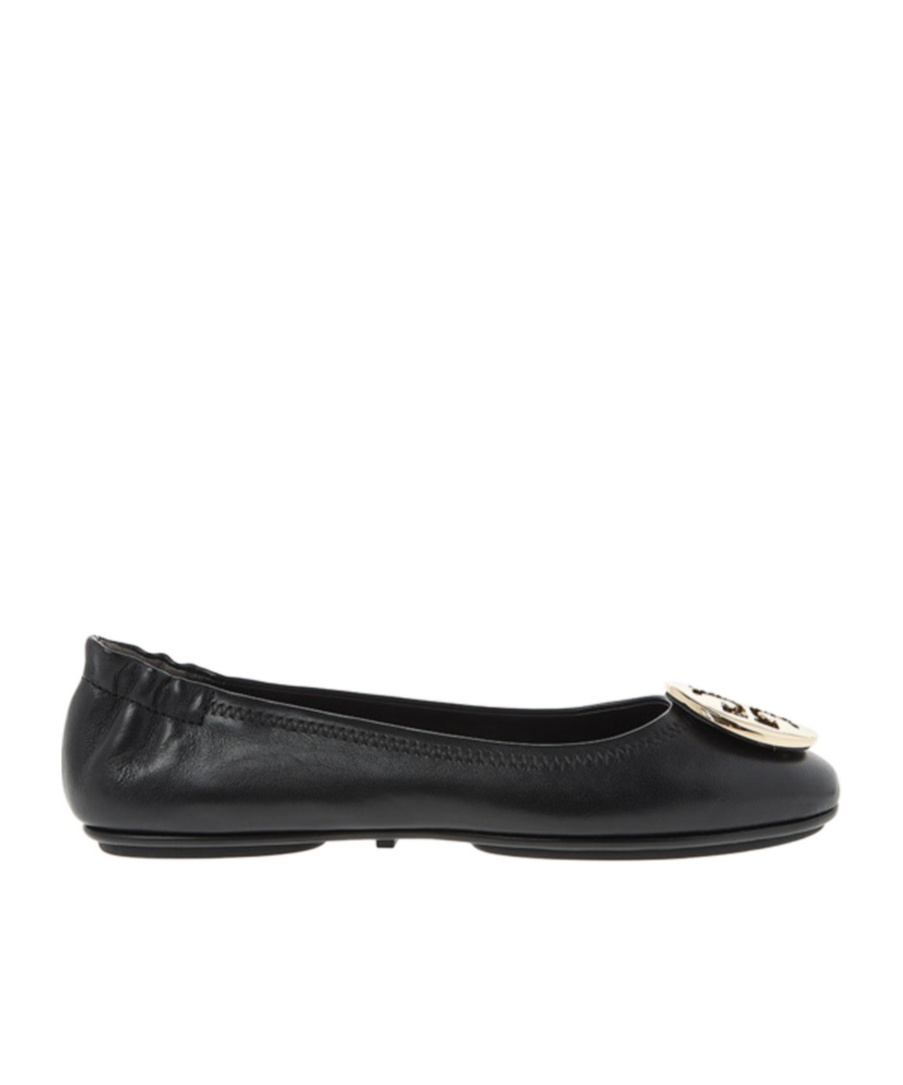 Tory Burch Leather Ballerinas With Metal Logo On The Front In Multi
