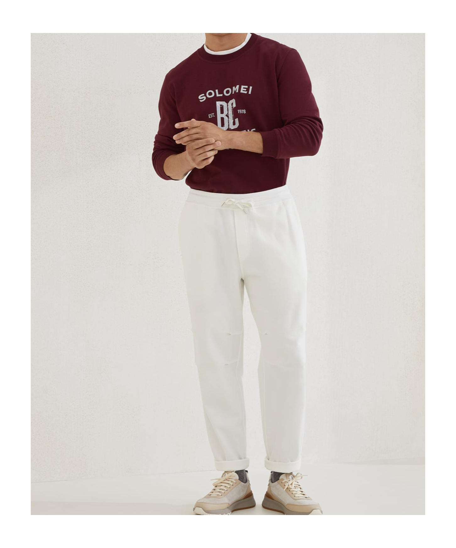 Brunello Cucinelli Maroon Techno Cotton Sweatshirt In Burgundy
