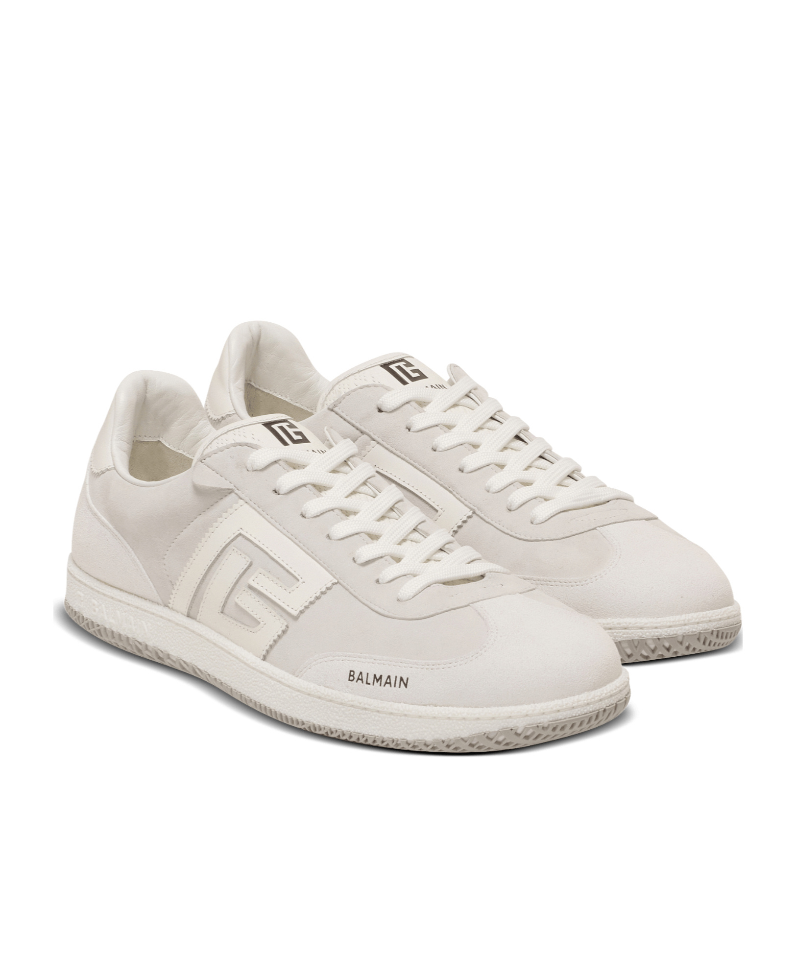 Balmain Swan Suede And Smooth Leather Trainers In White