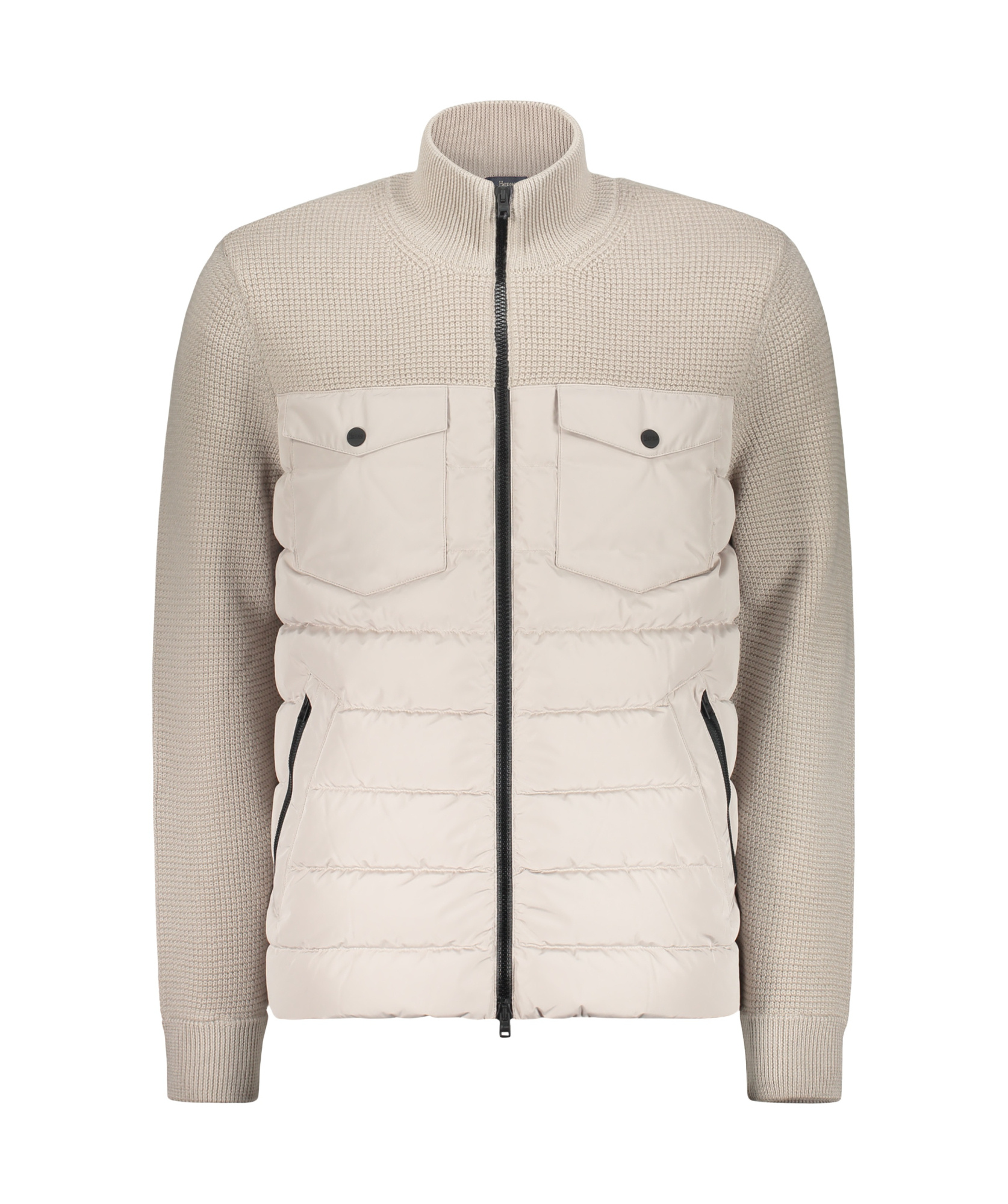 Herno Padded-panel Knitted Jacket In Gray
