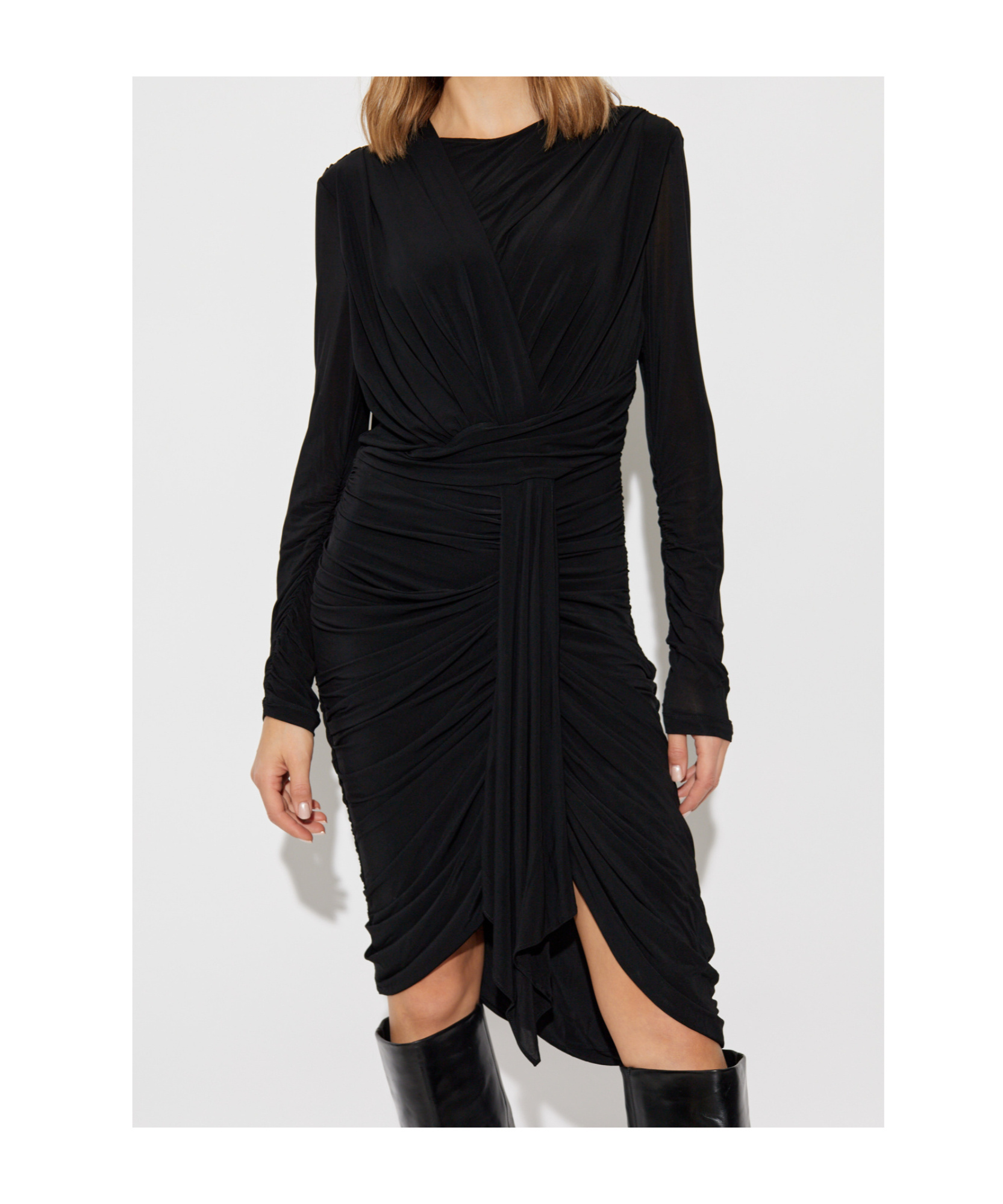 Isabel Marant Georgia Ruched Draped Stretch-jersey Mini Dress In Black