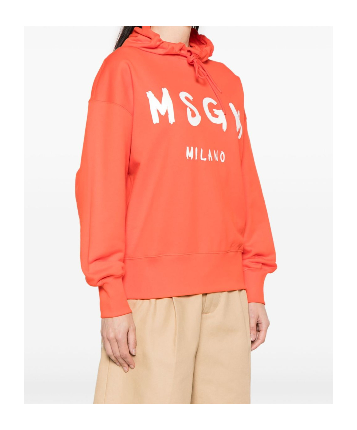 Msgm Hooded Knitwear With Ribbed Cuffs And Hem In Orange