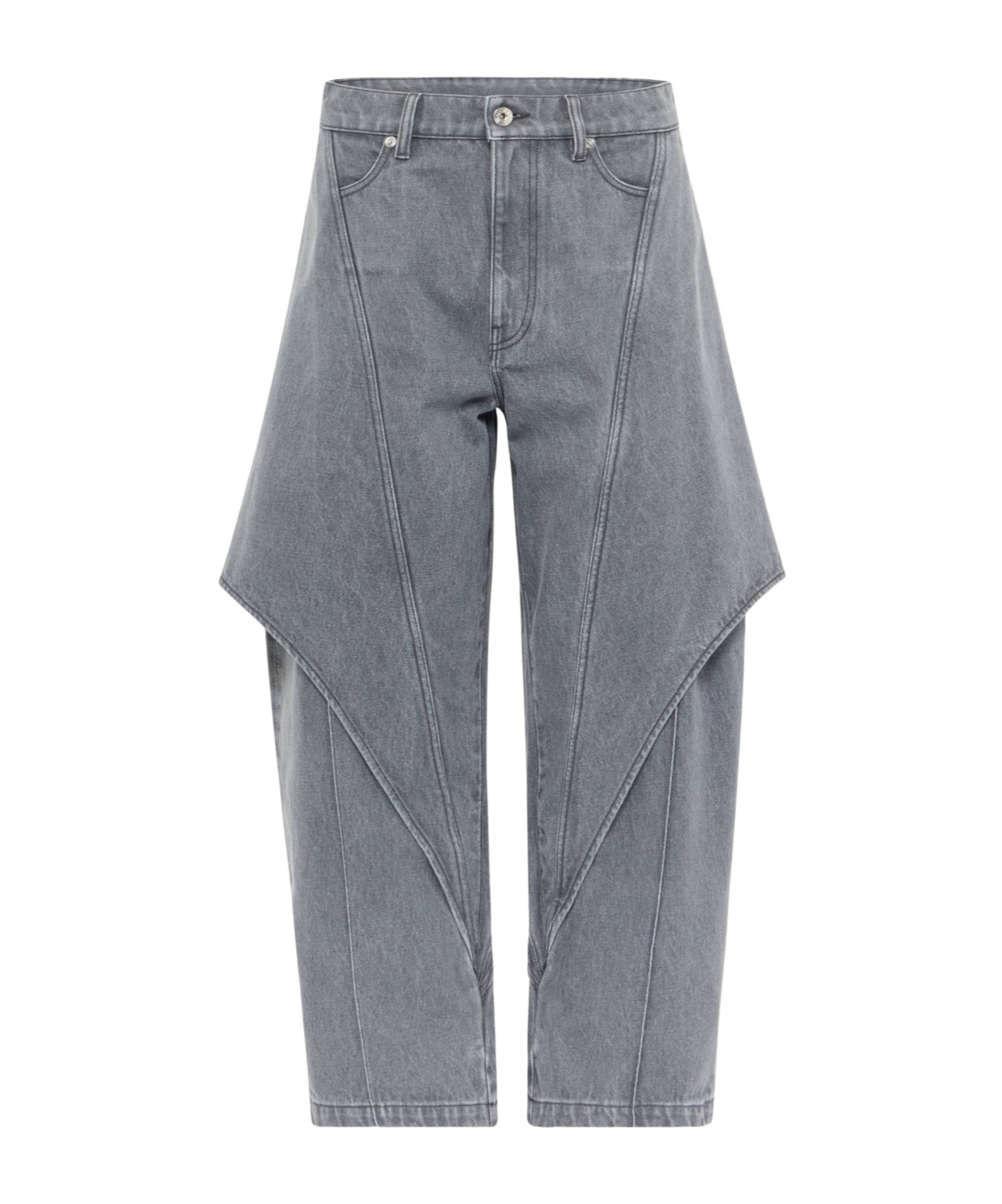 Jw Anderson Mens Light Grey Cropped Sculptural Denim Jeans In Gray