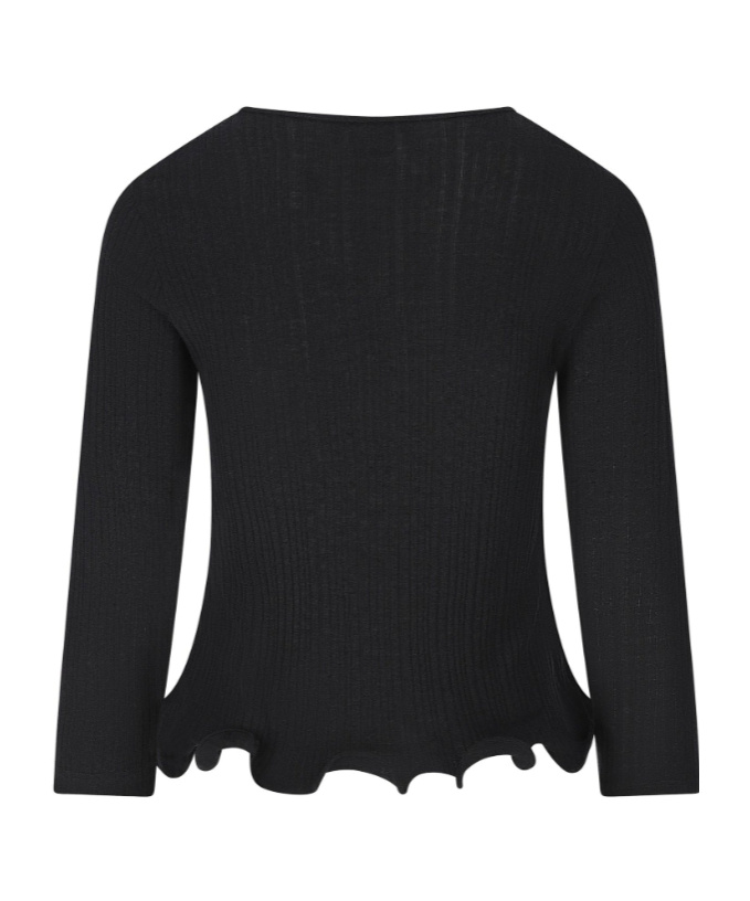 Fendi V-neck Ribbed Top With Ruffles Clothing In Animal Print