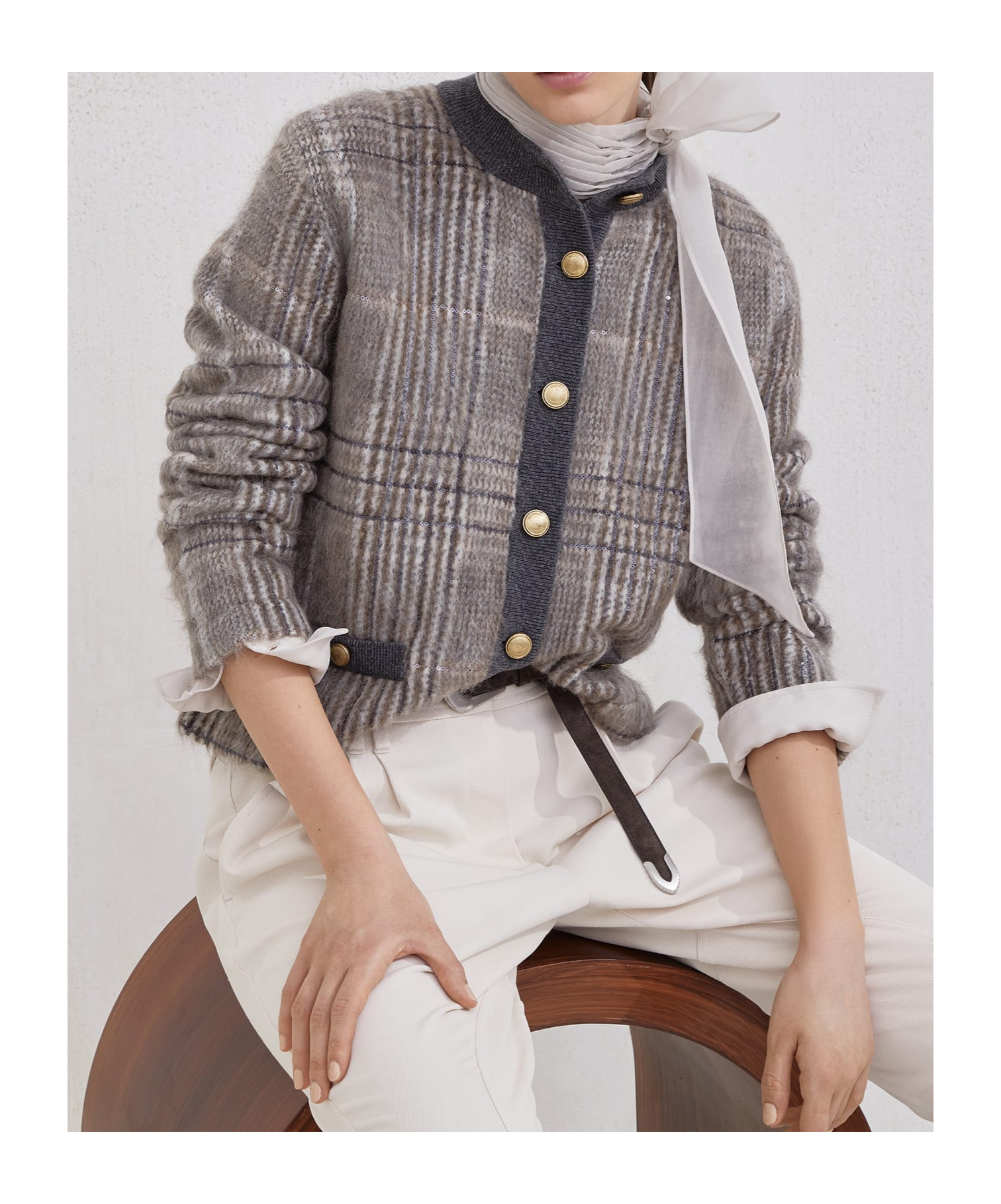 Brunello Cucinelli Jacquard Cardigan In Multi