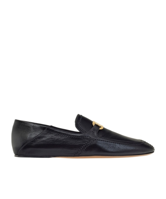 Ferragamo Elaine Vara Buckle Loafers In Calf Leather In Black