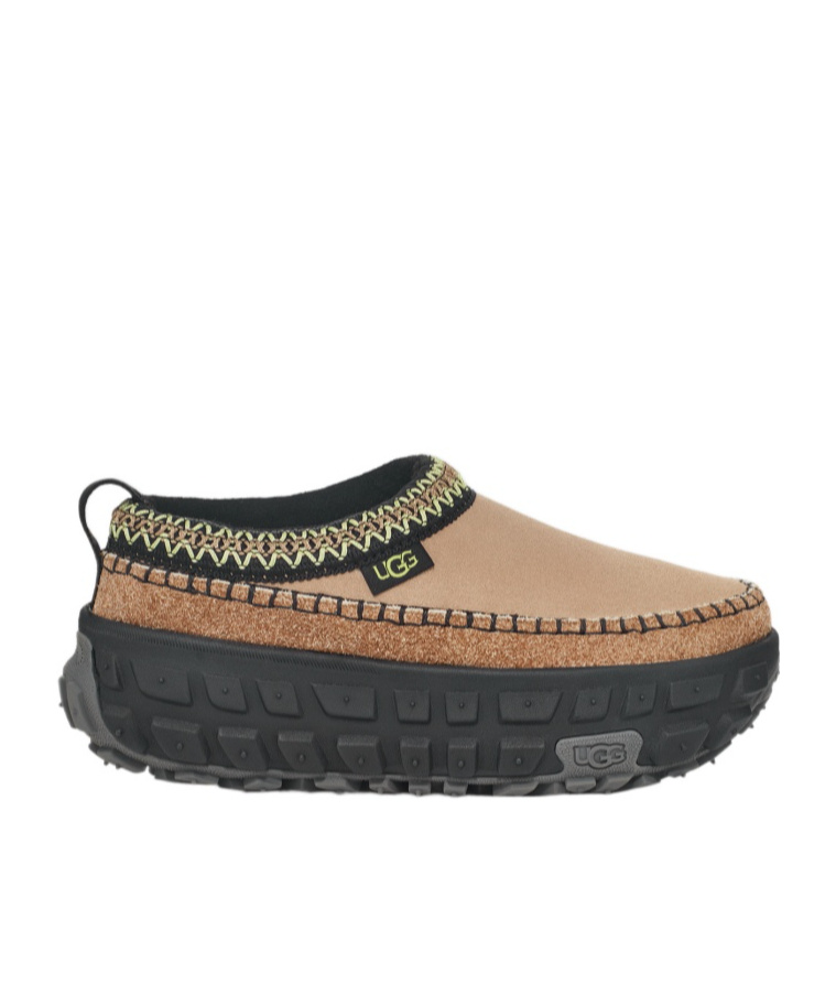 Ugg Venture Daze Flatform Suede Mules In Black