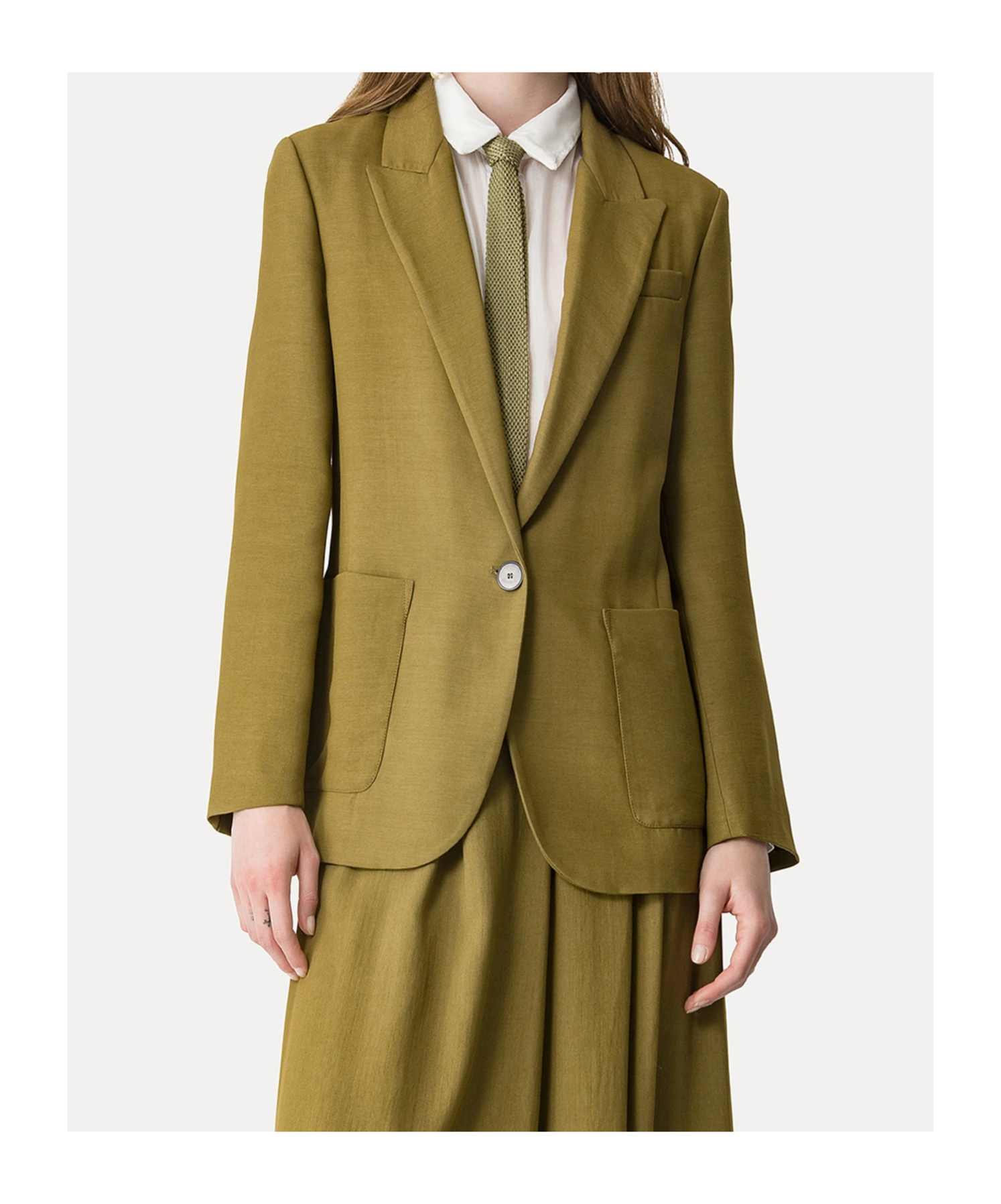 Forte Forte Jacket In Fluid Slub Canvas With A Belted Waist In Green