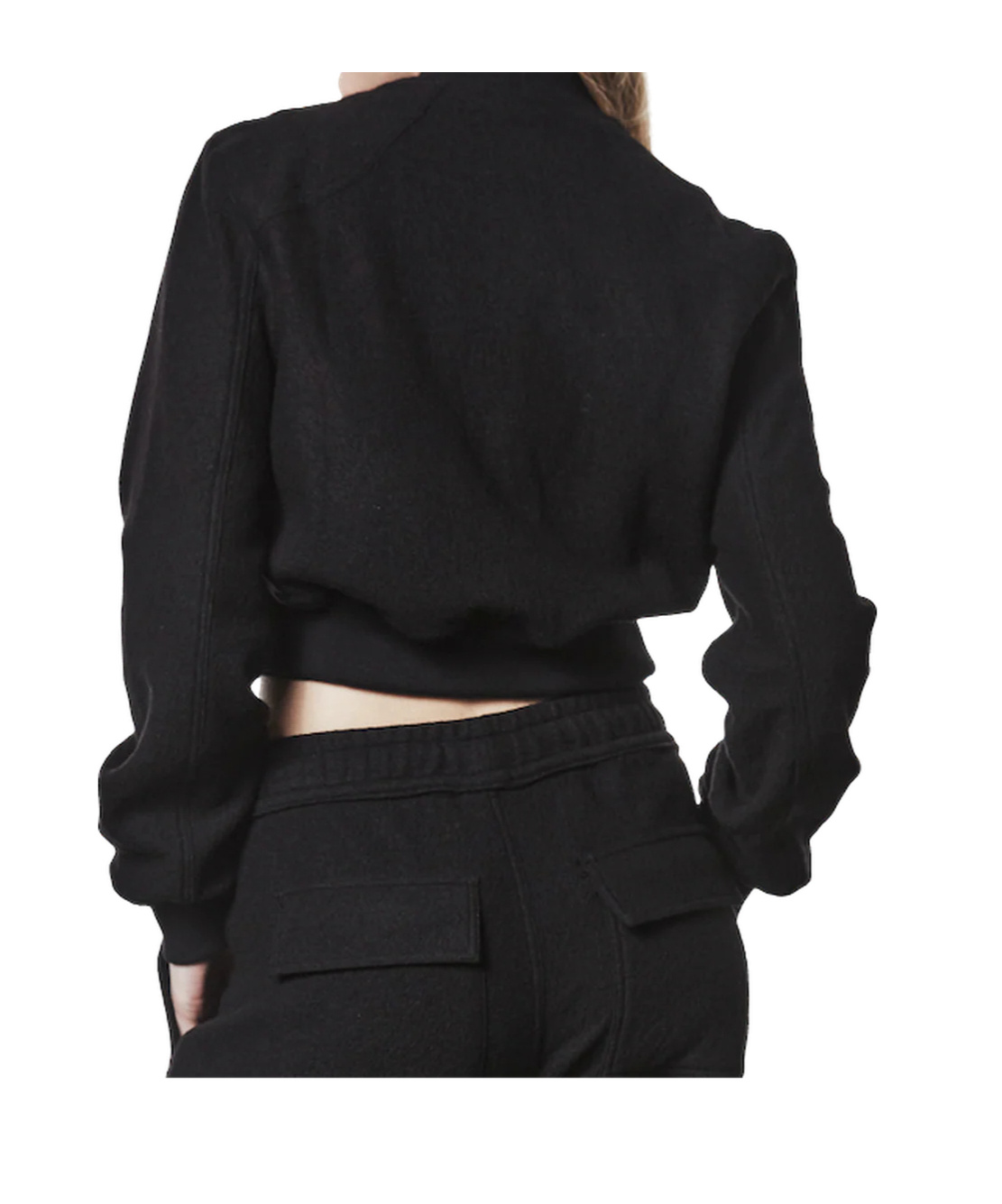 Thom Krom Cropped Wool Felt Bomber In Black