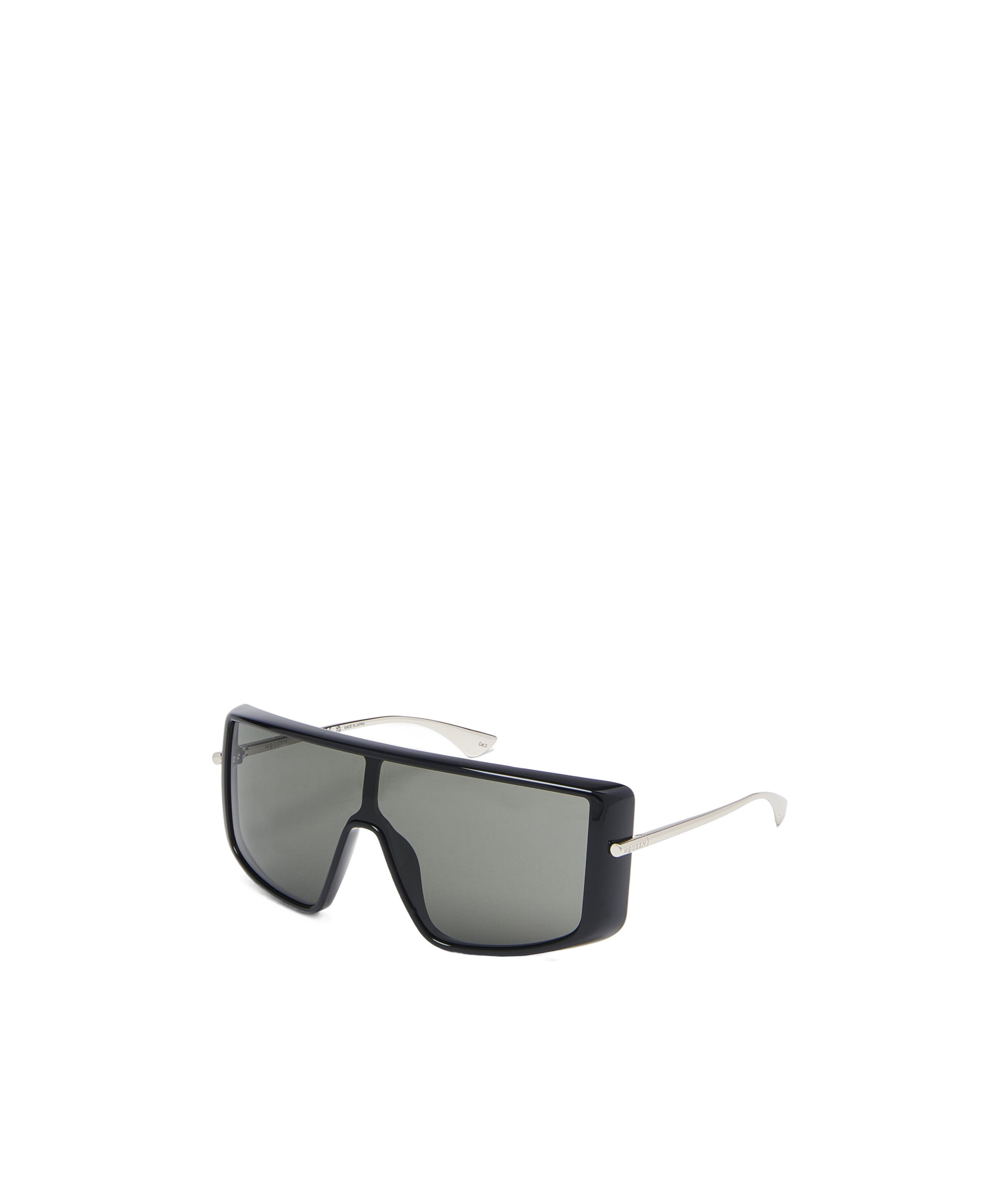 Alexander Mcqueen T-bar Visor Sunglasses In Black/silver In Gray