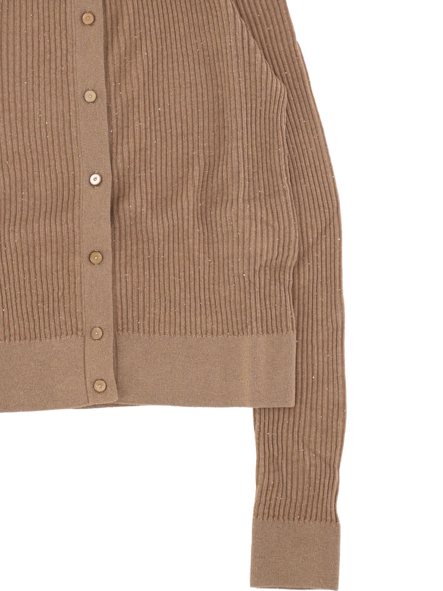 Max Mara Wool And Silk Crew Neck Cardigan In Brown
