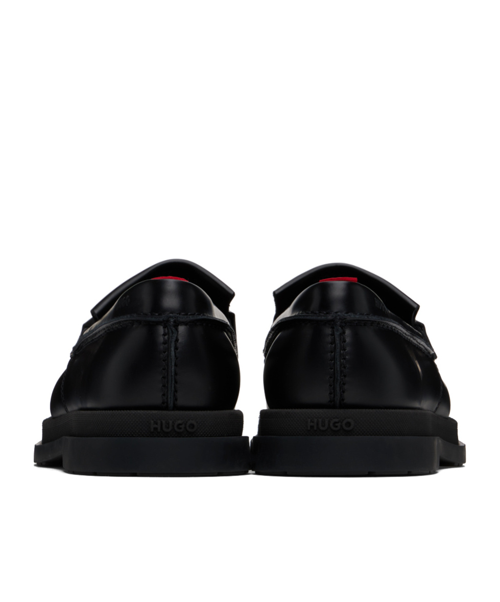 Hugo Boss Mens Hugo Tassel-embellished Flat Leather Moccasins In Black