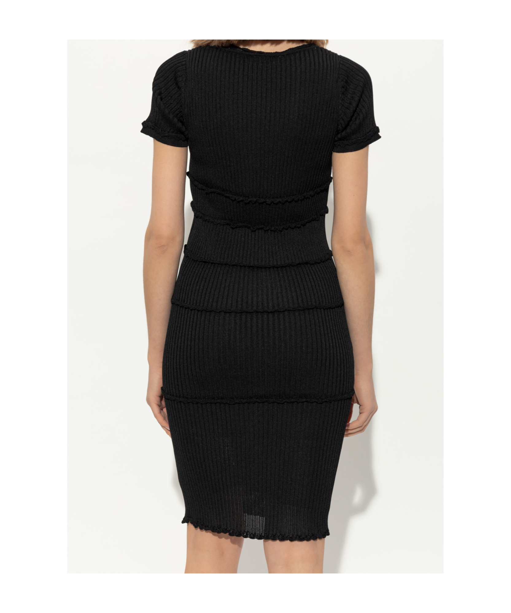 Dsquared2 Scallop Lace-trim Rib-knit Minidress In Black