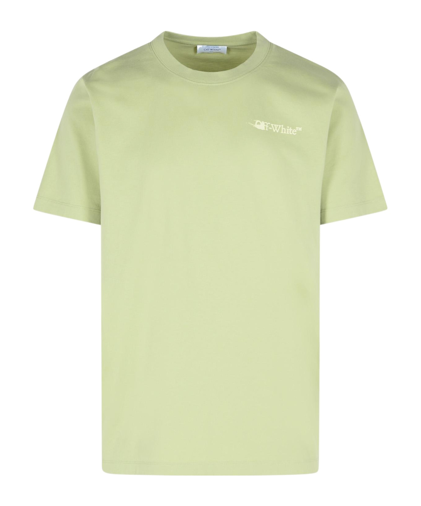 Off-white Round Neck Short-sleeved T-shirt In Green