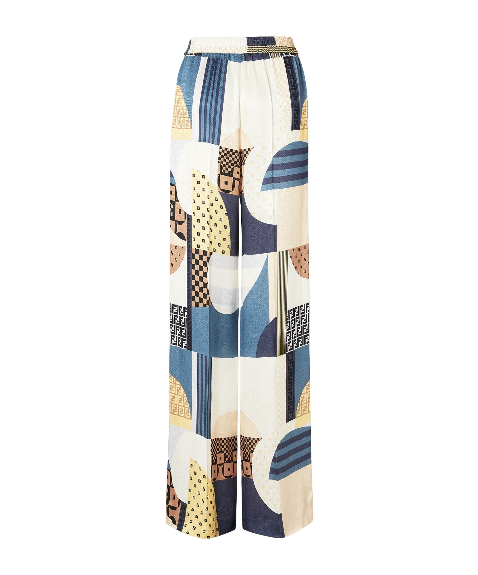 Fendi Patchwork Print Silk Flowing Pyjama Trousers Clothing In Multi