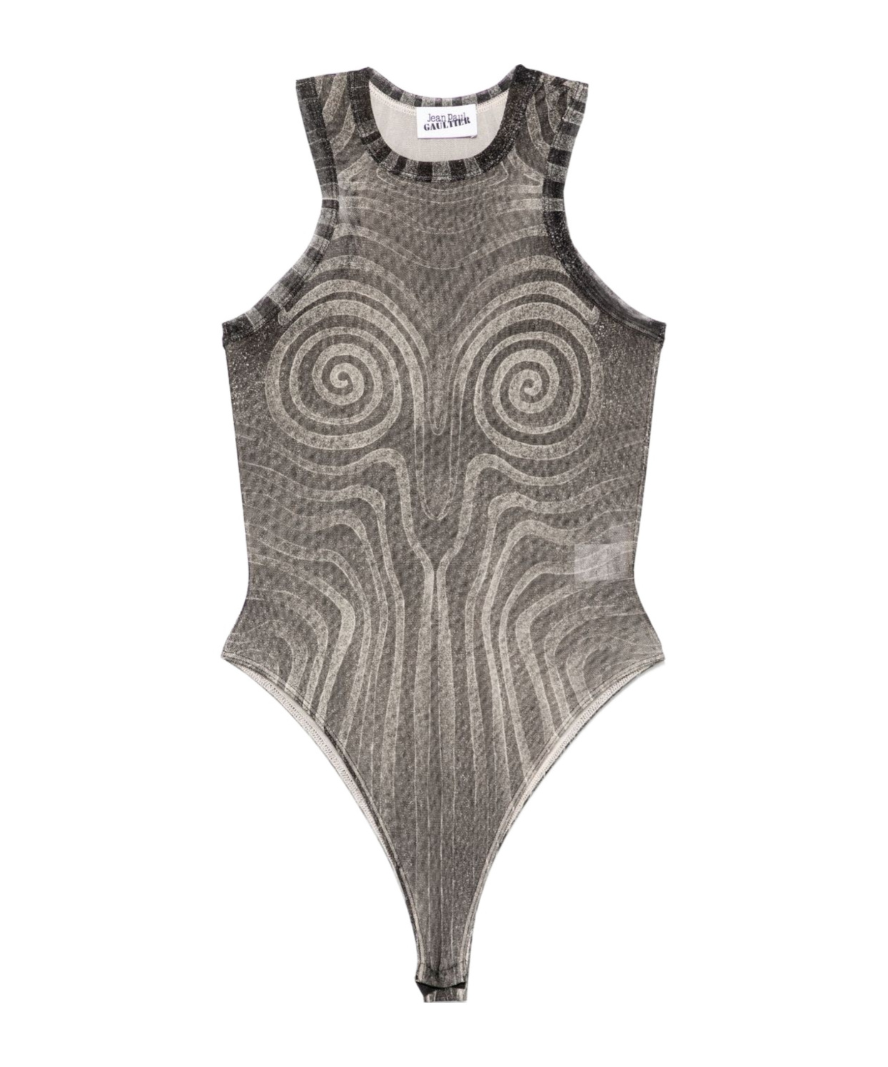 Jean Paul Gaultier Black 'the Spirale' Bodysuit In Gray