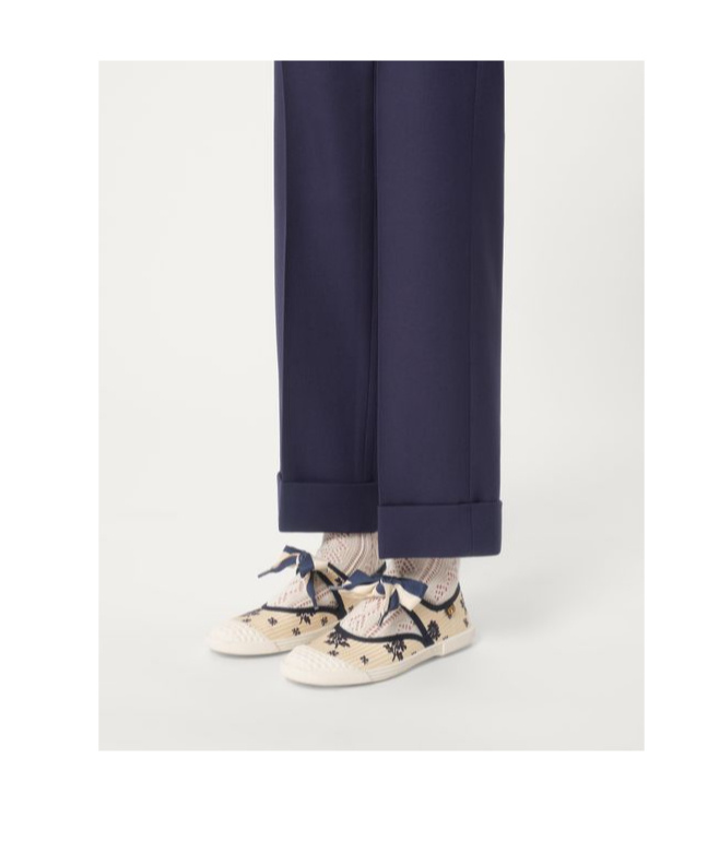 Valentino Bay By Bay Ballerina Rubber-trimmed Printed Silk-jacquard Sneakers In Nude
