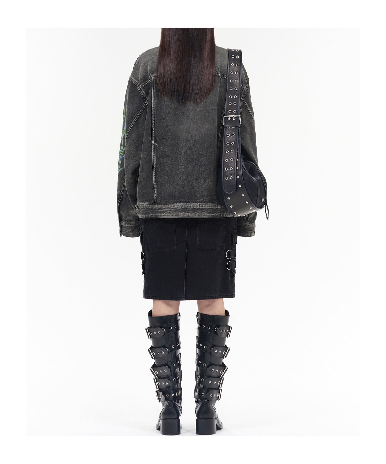 We11 Done Flame Micro-label Denim Jacket In Black