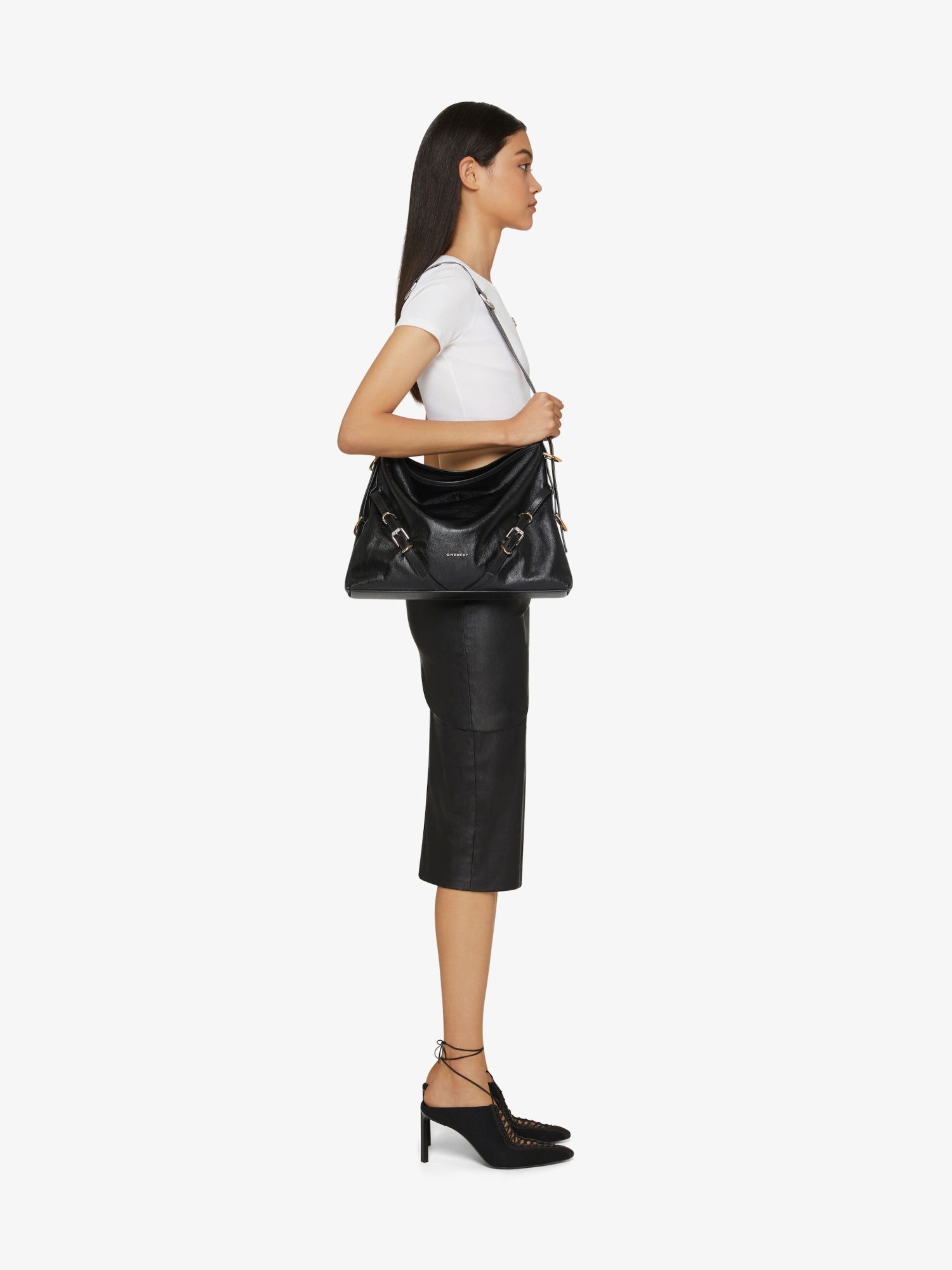Givenchy Voyou Medium Bag In Leather In Black