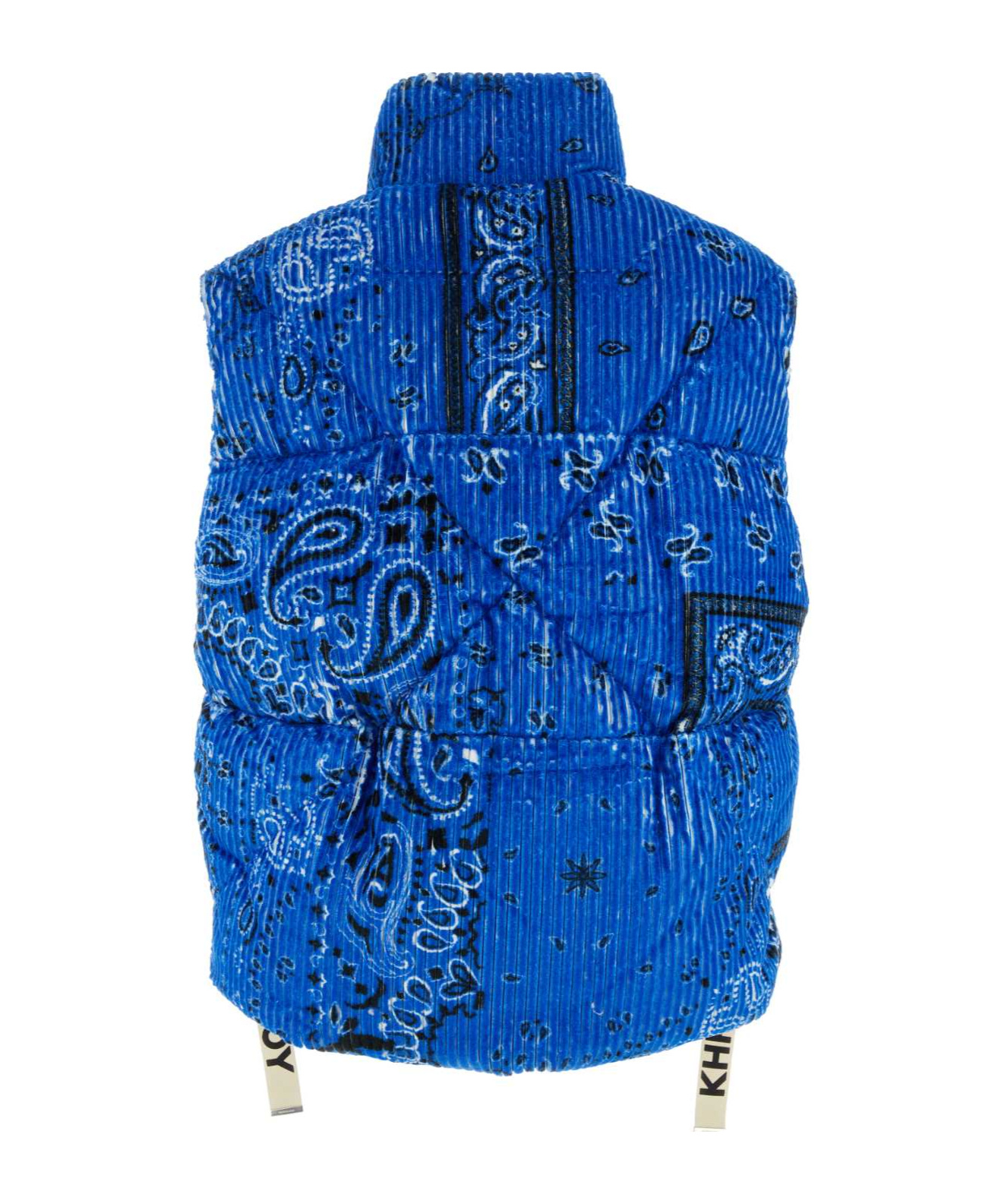 Khrisjoy Piumino Smanicato Oversize In Velluto A Coste Stampato Uomo In Blue