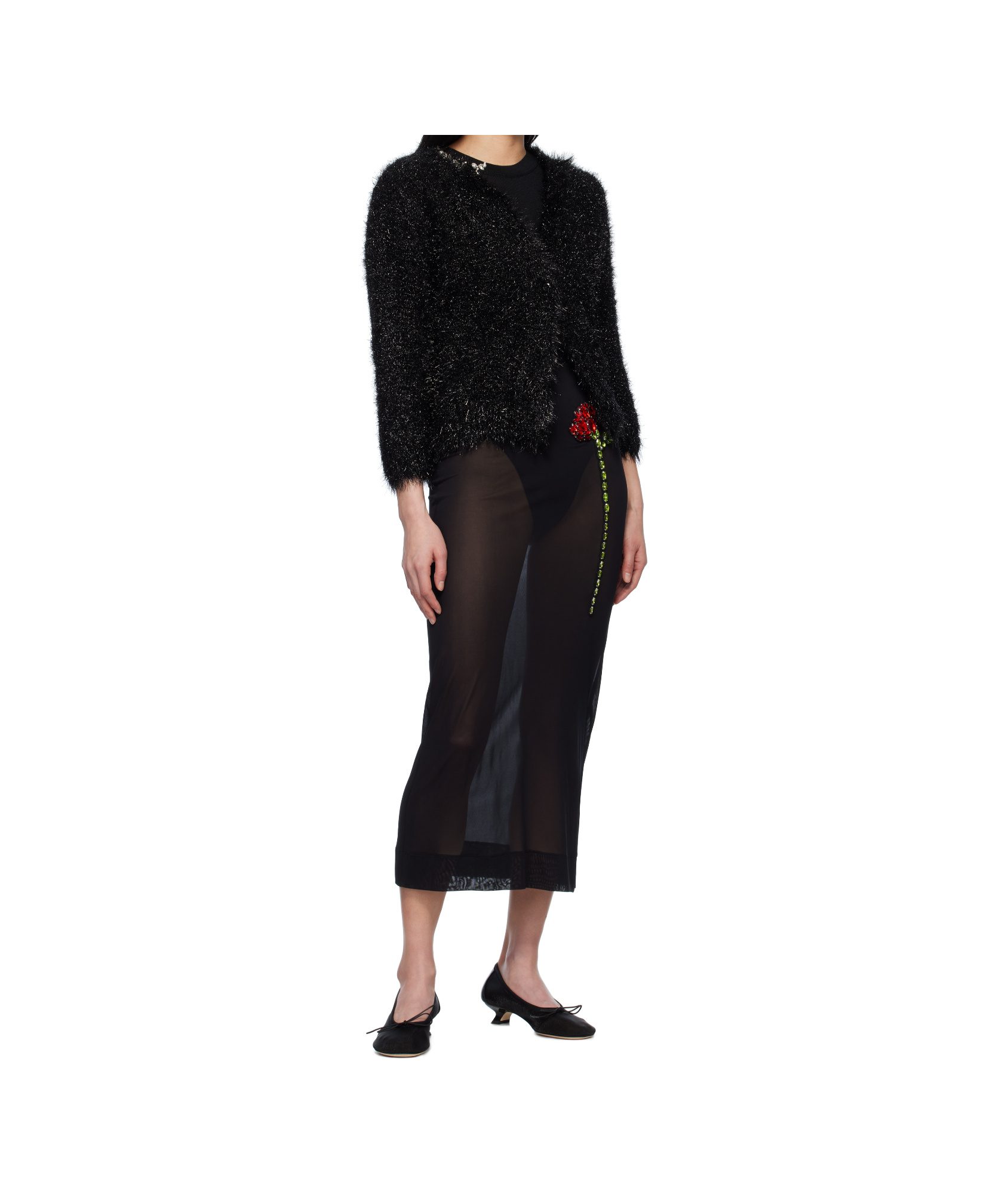 Simone Rocha Embellished Carnation Column Skirt In Black