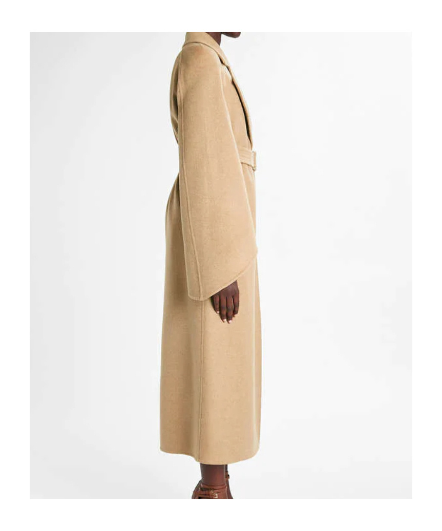 Max Mara Long-sleeved Lapel Coat In Brown