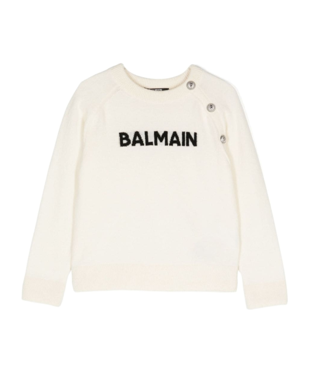 Balmain Jacquard-logo Knitted Jumper In White
