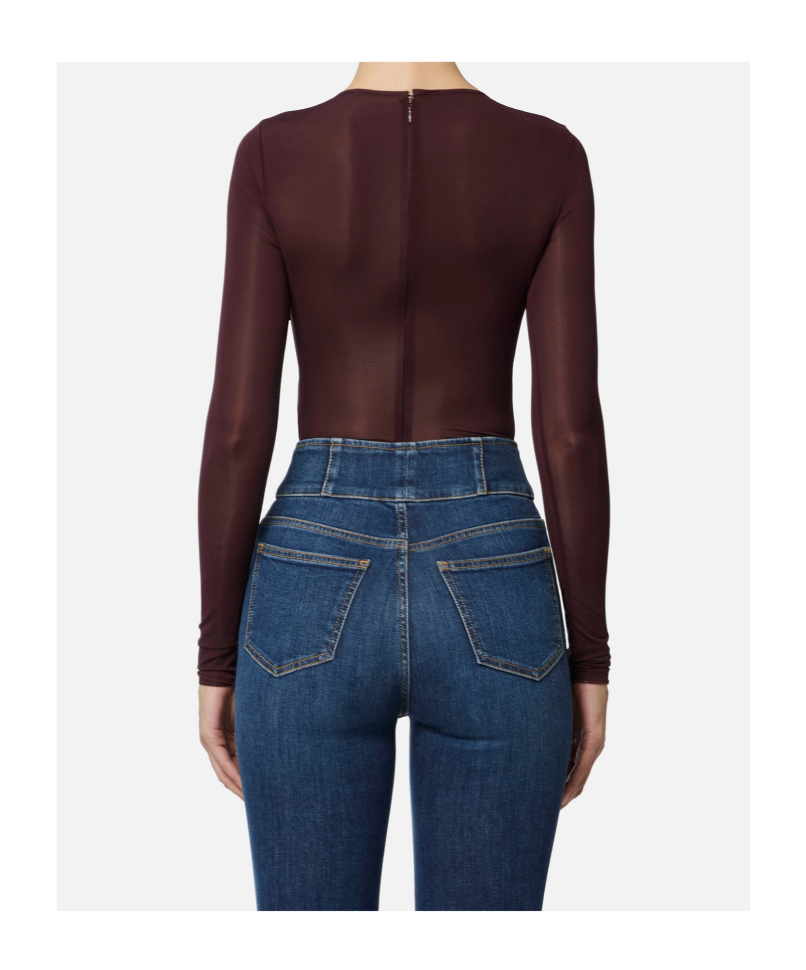 Elisabetta Franchi Bodysuit In Jersey Fabric With Jewel Detail In Burgundy