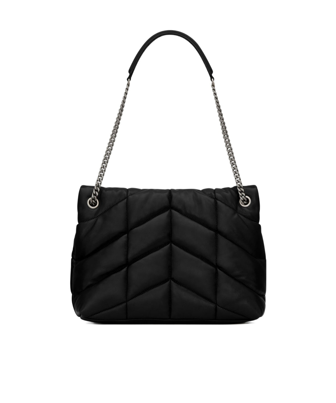 Saint Laurent Medium Loulou Leather Shoulder Bag In Black