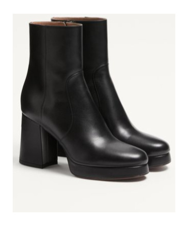 Valentino Garavani Fawcette Platform Ankle Boot In Calfskin 90mm Woman Black 42 In Black