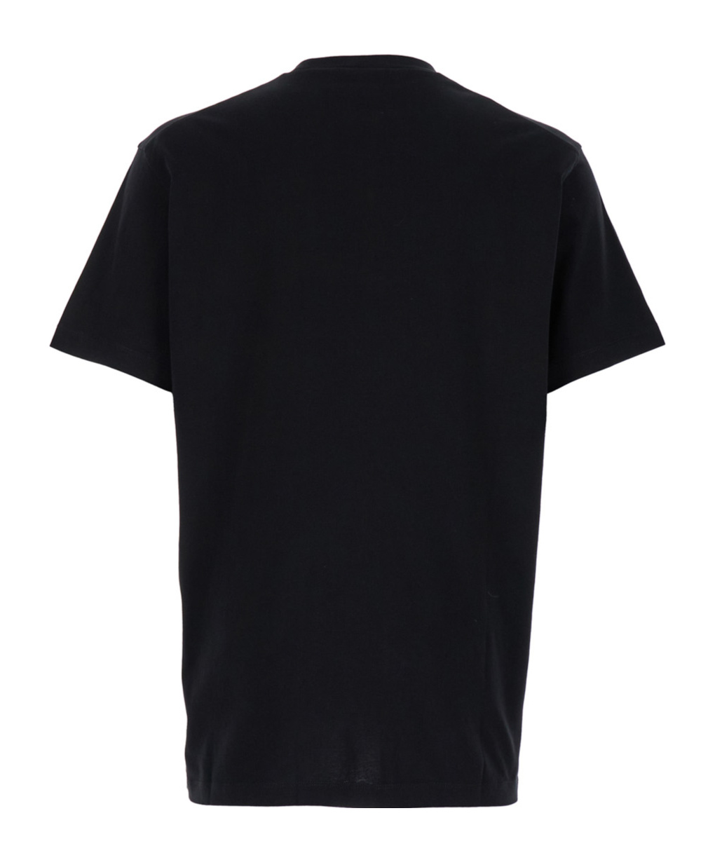 Dsquared2 Black Crewneck T-shirt With Contrasting Print At The Front In Black