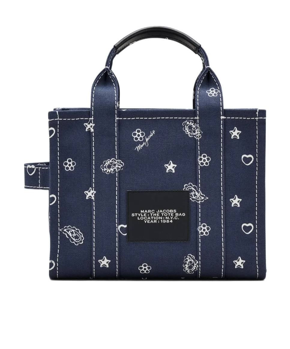 Marc Jacobs The Bandana Canvas Small Tote Bag In Blue