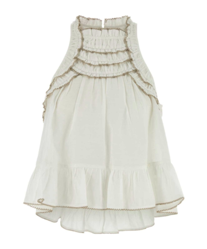 Isabel Marant Étoile Ruffle Sleeveless T-shirt In White