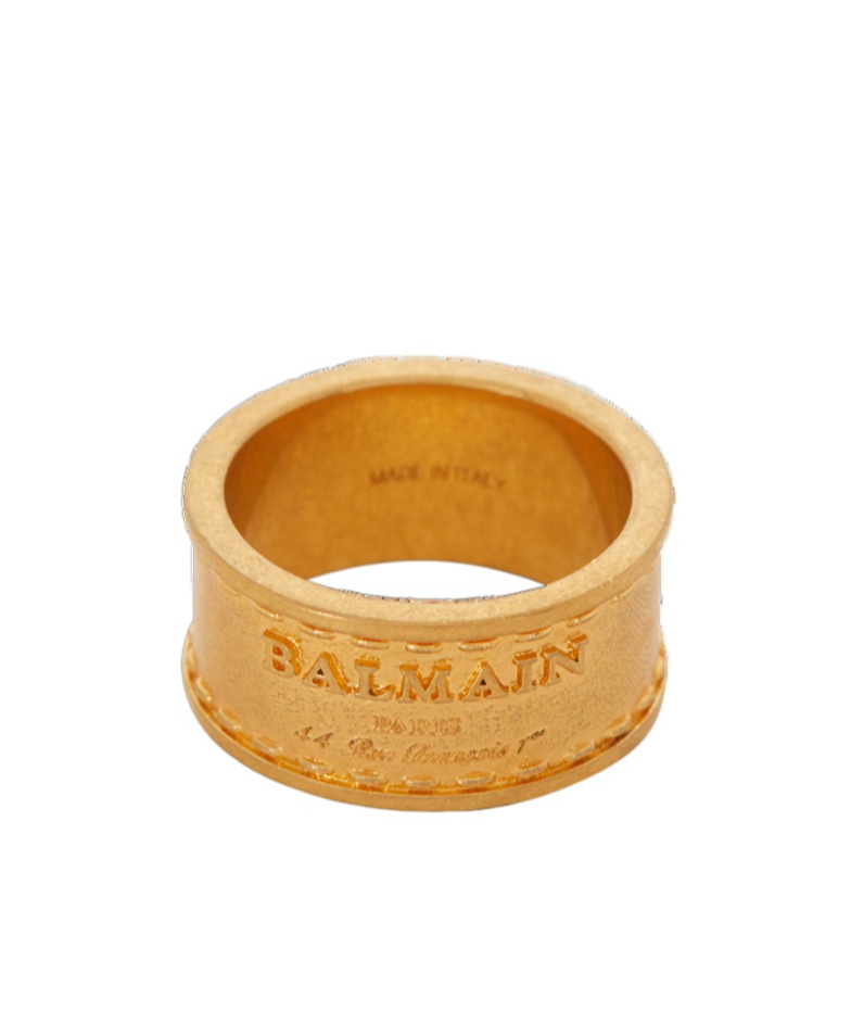 Balmain Logo-engraved Band Ring In Yellow