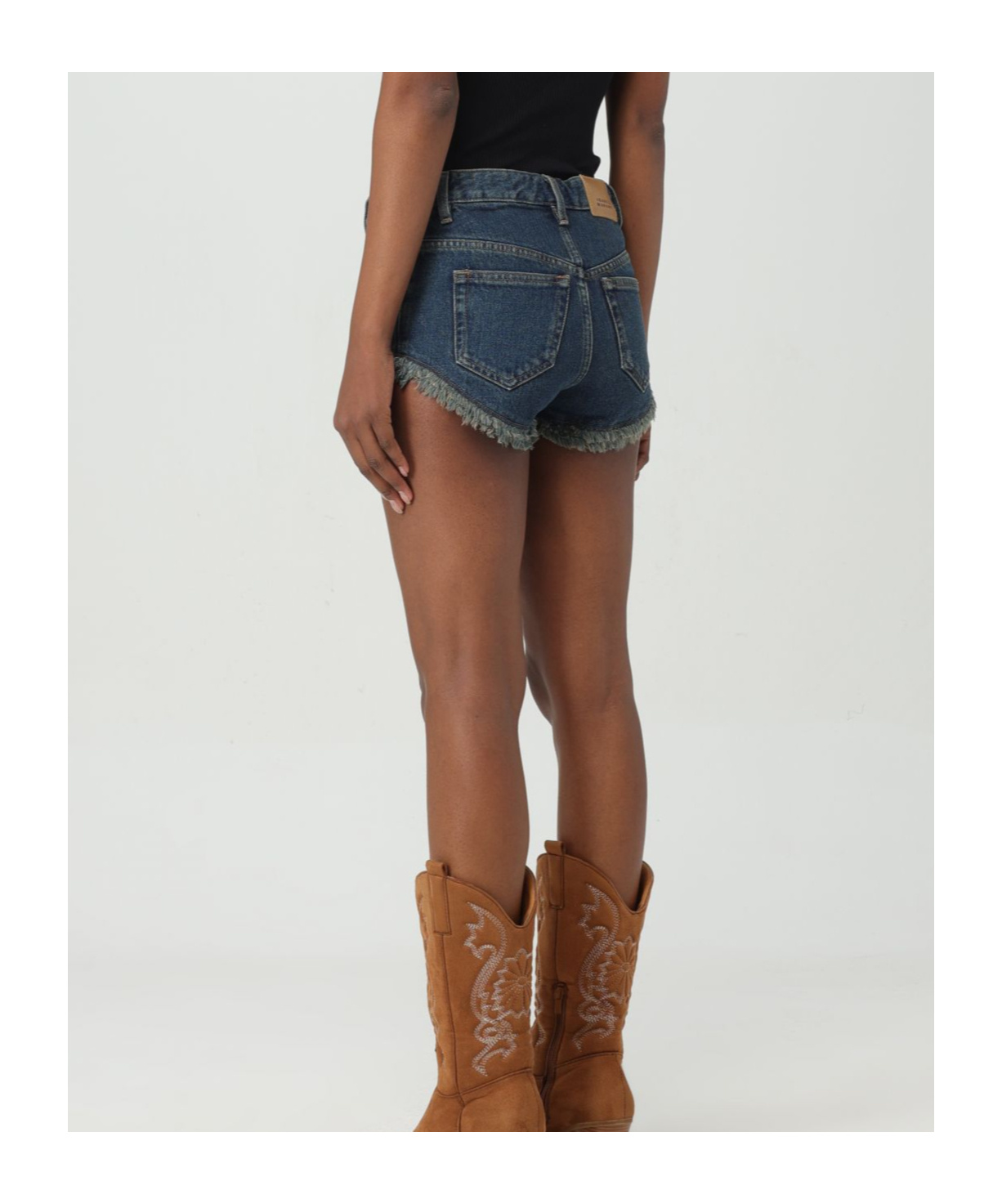 ISABEL MARANT ENEIDAO FRAYED DENIM SHORTS
