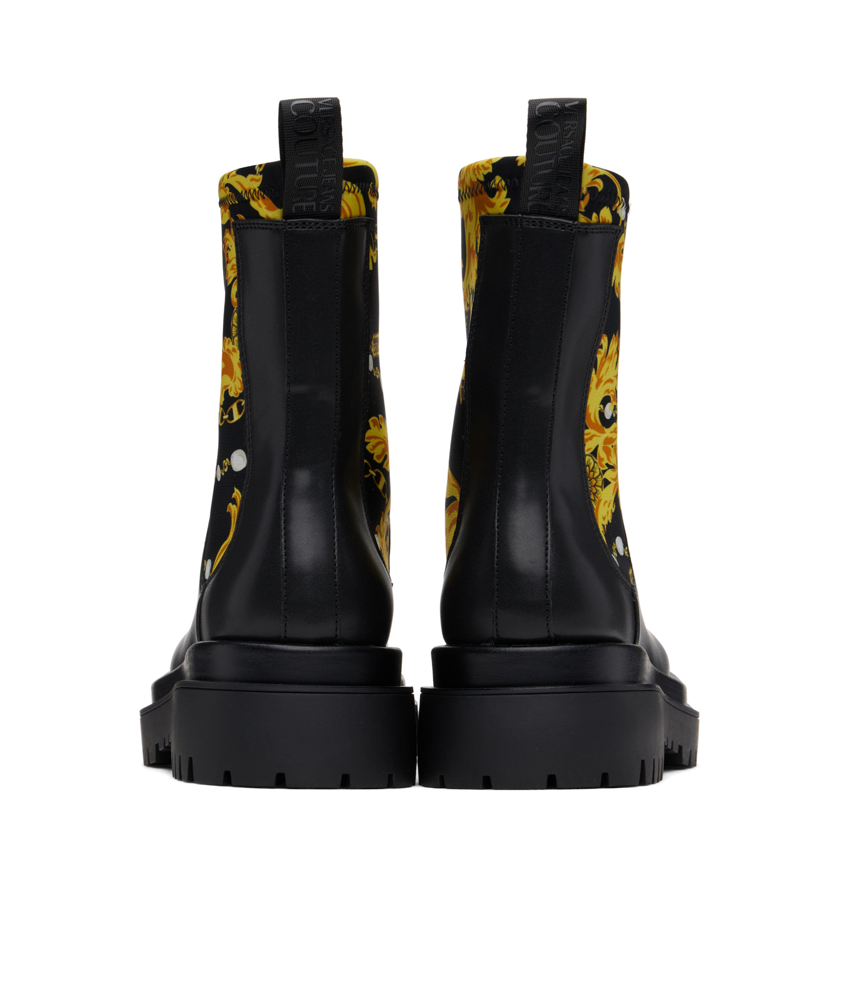 Versace Jeans Round-head Short Boots In Black