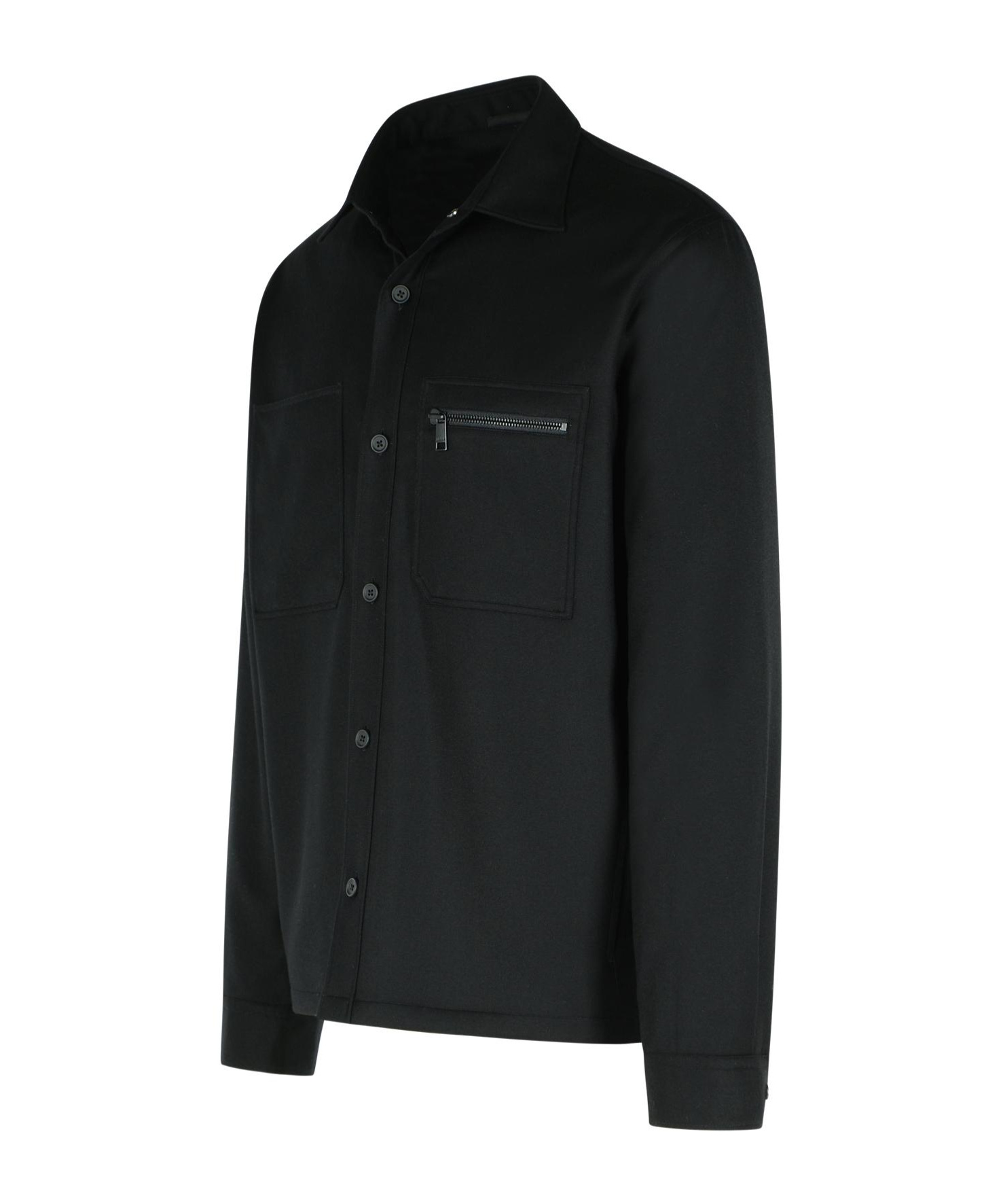 Zegna Padded Techmerino Shirt Jacket In Black