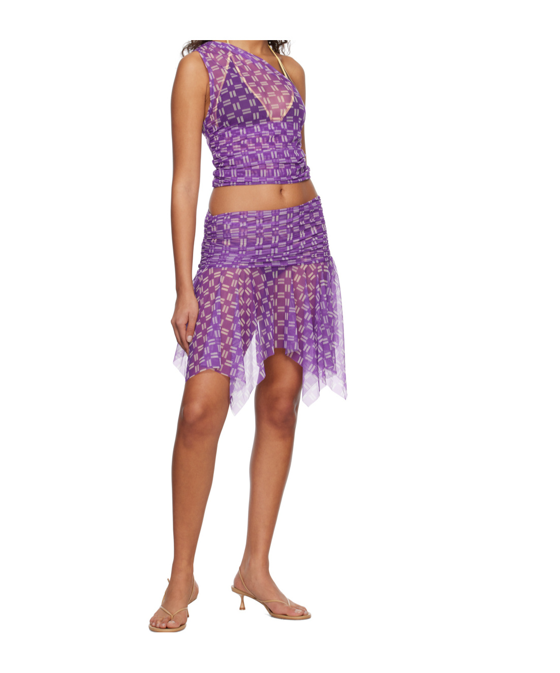 Gimaguas Semi-sheer Double-faced Stretch Nylon Tulle Camisole In Purple