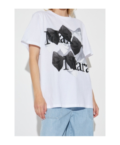 Max Mara Sequoia Logo Printed Cotton Jersey T-shirt