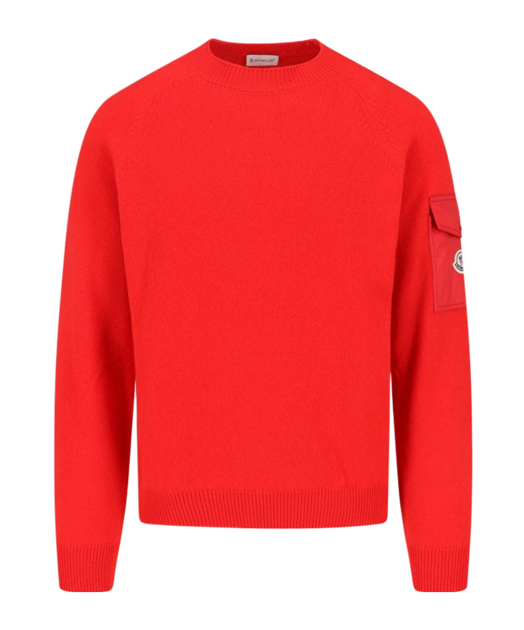 Moncler Sleeve-pocket Crew-neck Sweater In Red