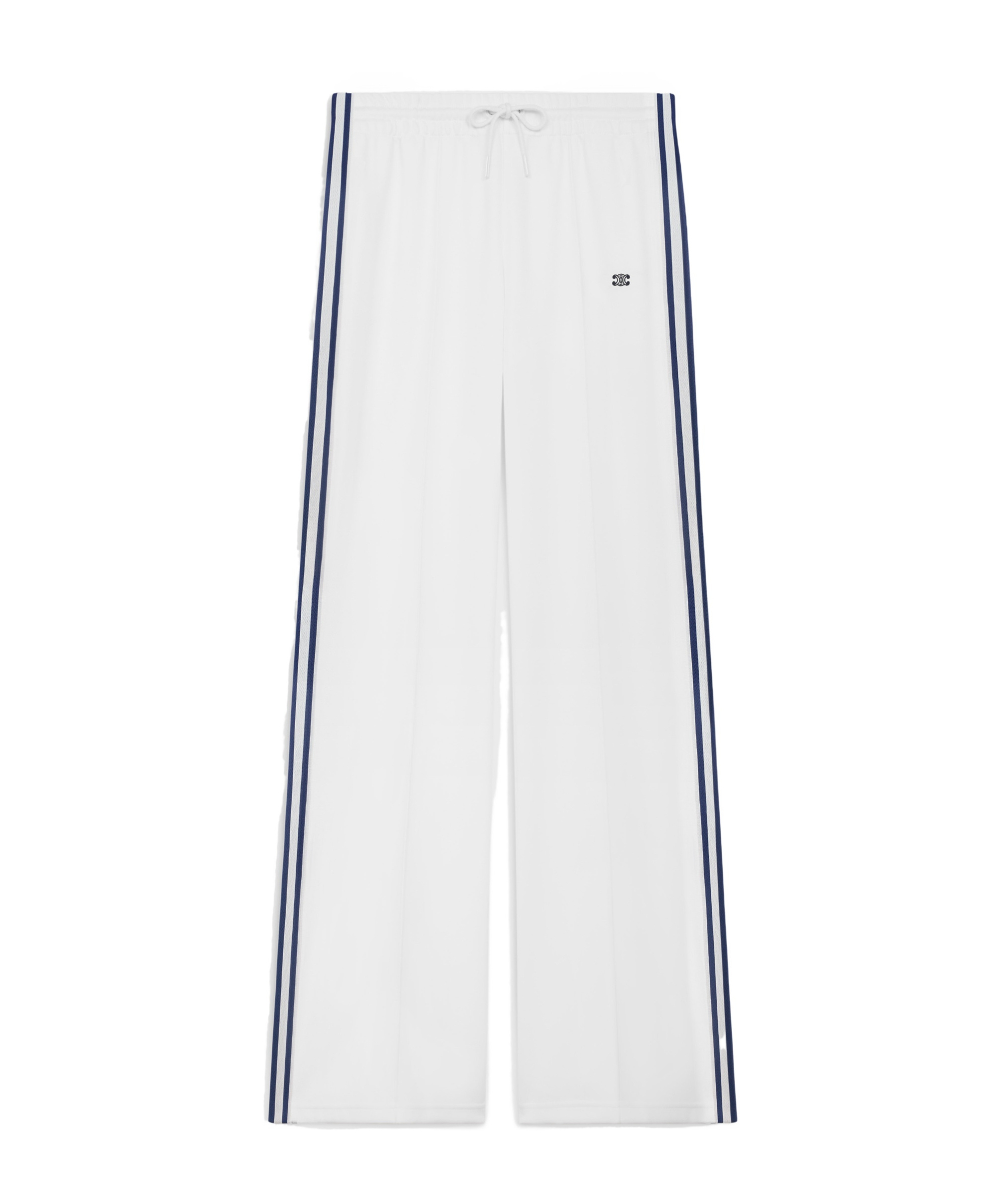 Celine Double-faced Jersey Track Pants In Off-white/navy Blue