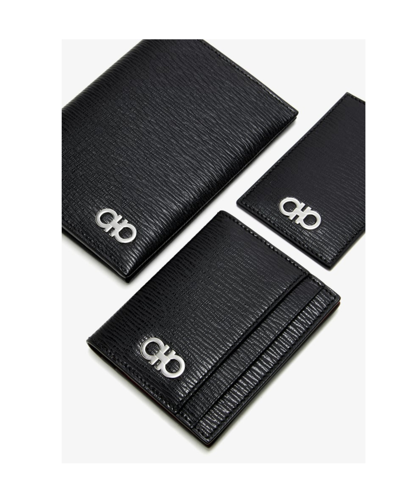 Ferragamo Logo Leather Wallet (set Of Three) In Black